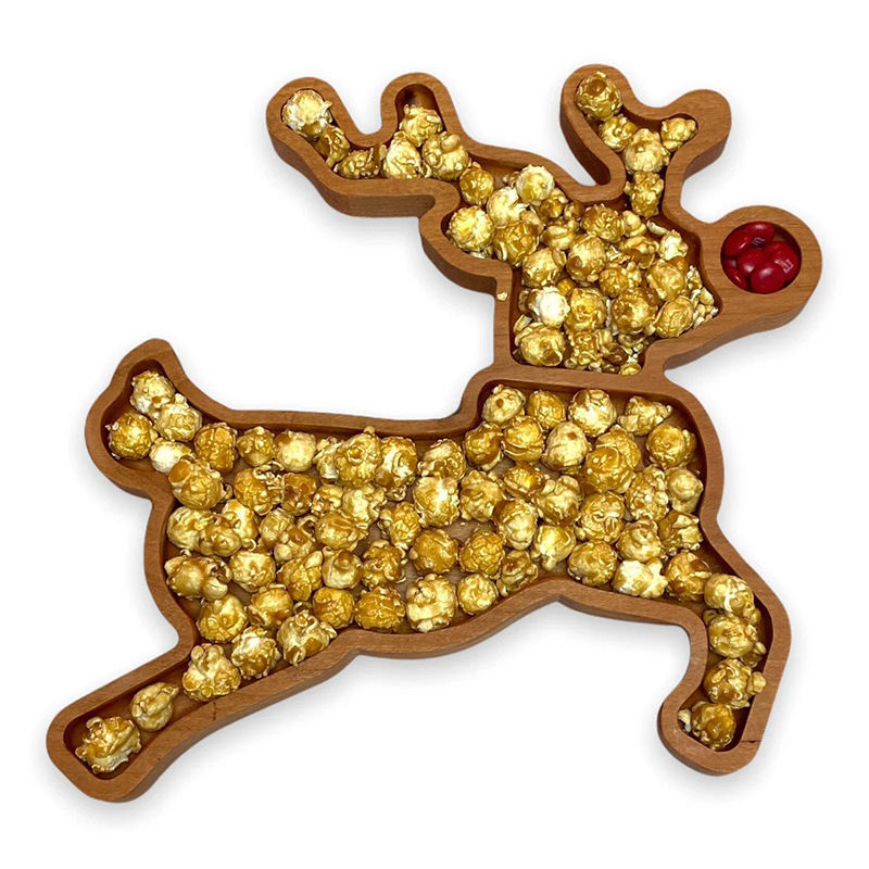 bandeja de madera creativa bandeja de madera de dibujos animados en forma de alce bandeja de aperitivos bandeja de aperitivos de atmósfera festiva