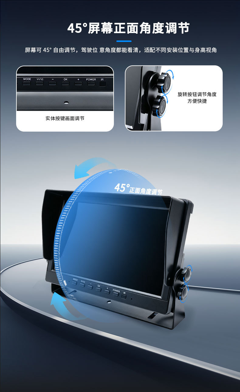 Reversing camera car display screen 10.1 inch car monitor dashcam compatible with truck reversing camera