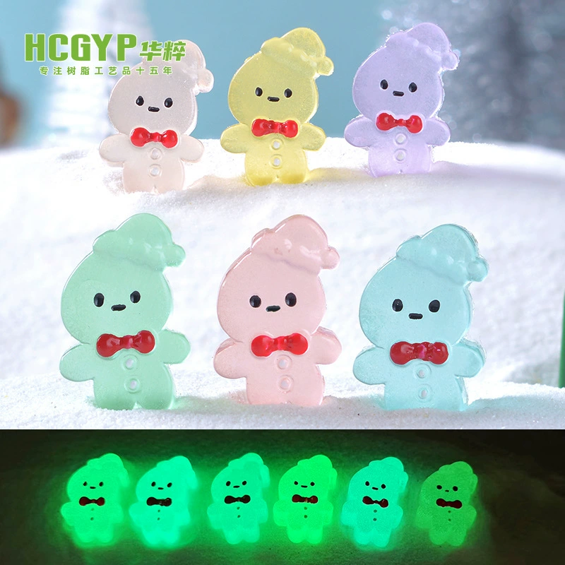 Рождественский светящийся в шляпе Пряничный человечек смола гаджет diy мобильный телефон подвеска материал микро-ландшафтный маленький украшение