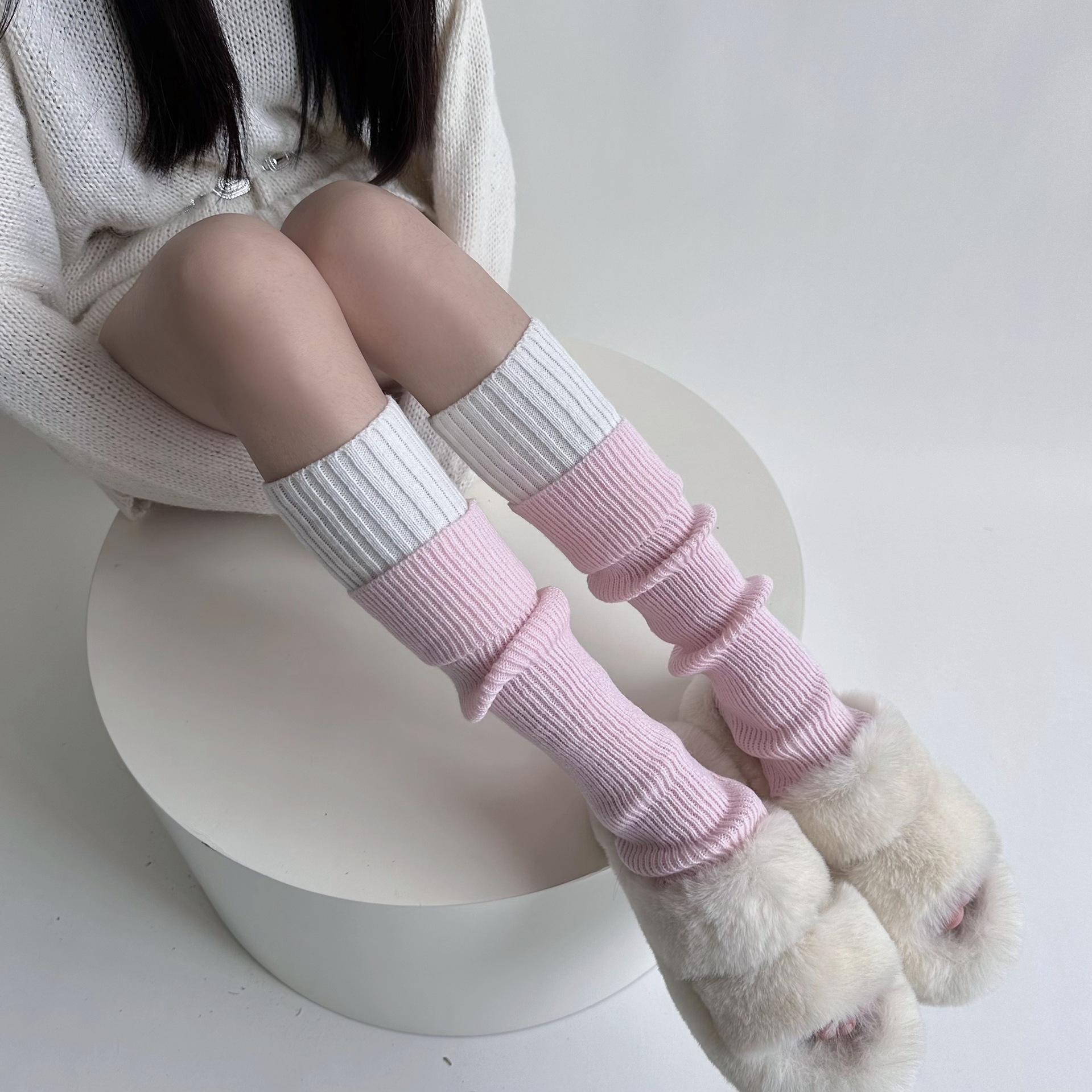 Femmes Style Japonais Sucré Bloc De Couleur Fibre De Polyacrylonitrile Sur Le Genou Chaussettes Une Paire display picture 22