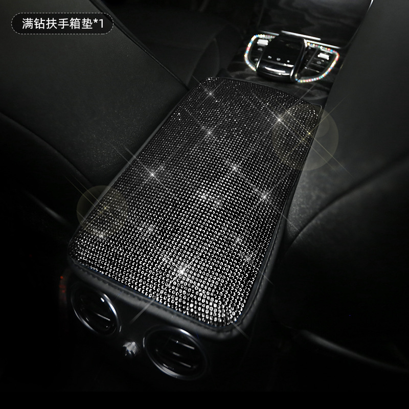 Coche negro rhinestone cubierta del engranaje del freno de mano diamante incrustado cubierta de la manija diamante completo cinturón de seguridad hombro cubierta protectora cubierta del volante reposacabezas