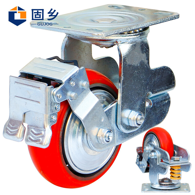 固乡 弹簧减震脚轮 6寸减震脚轮万向轮 聚氨酯脚轮 避震大门轮弹