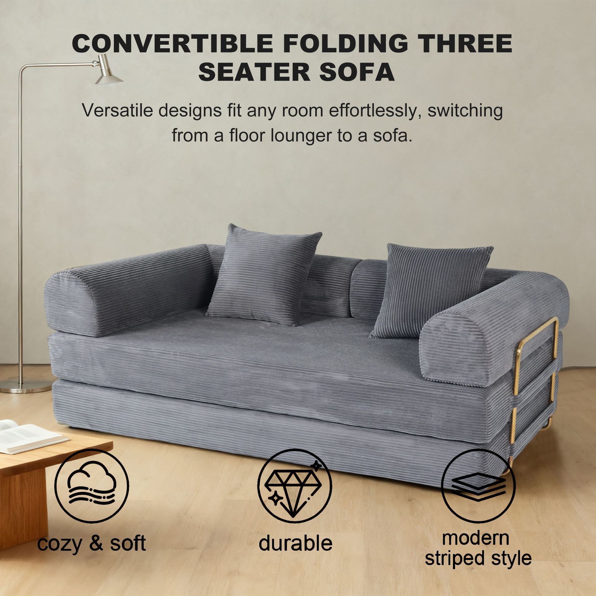 Compresión de vacío de doble uso sofá cama de tela desmontable módulo de sala de estar para dormir y reclinar Teddy sofá recto