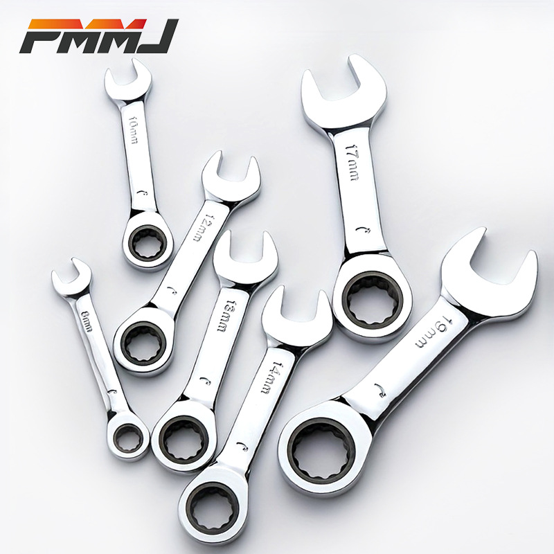 短柄快速棘轮扳手开口梅花两用扳手双向省力汽修五金扳手工具