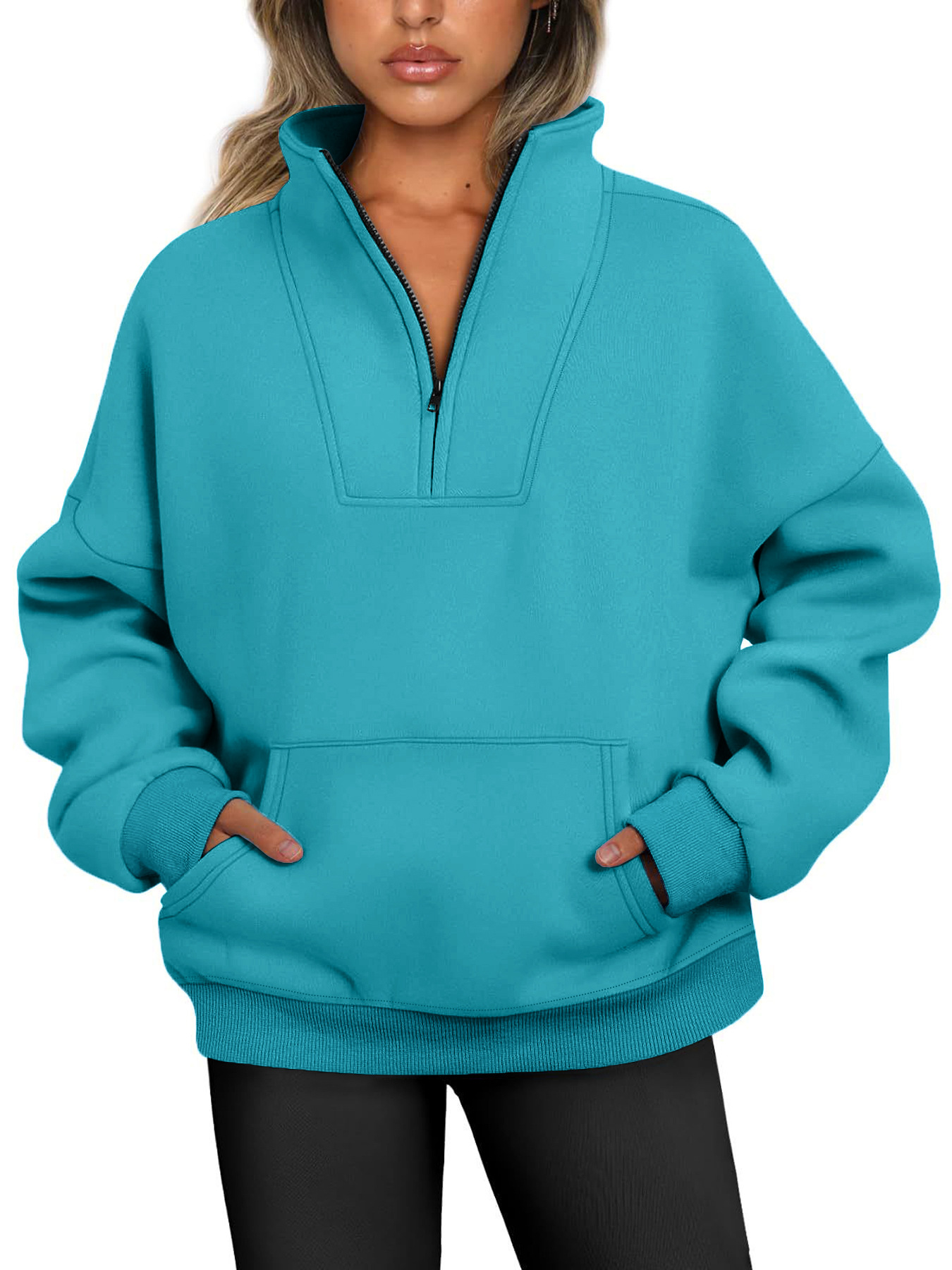 Women's Hoodie Long Sleeve Sweaters & Cardigans Zipper Simple Style Solid Color display picture 6