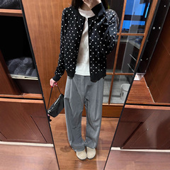 2025新款韩系波点秋春穿搭软糯开衫毛衣外套女外搭针织衫短款上衣