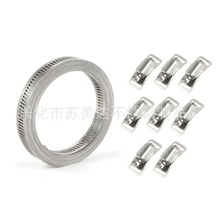 304 stainless steel self-made American throat hoop clamp holding hoop large pipe clamp through hole steel belt pipe hoop coil belt binding belt