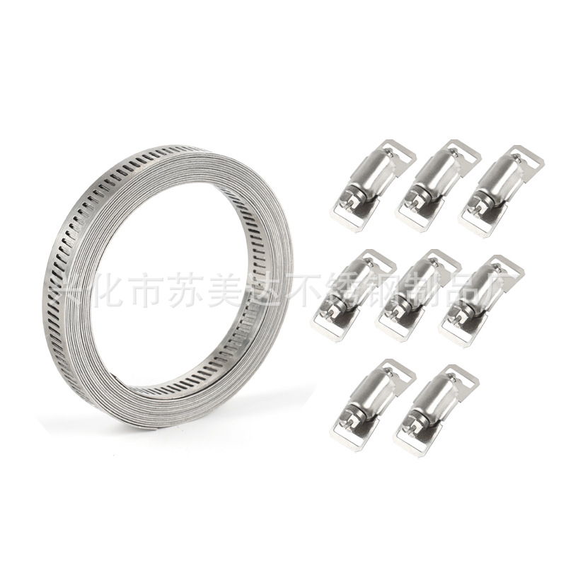 Abrazadera de abrazadera de manguera americana casera de acero inoxidable 304 abrazadera de tubo grande a través del agujero correa de acero placa de abrazadera de tubo correa de unión