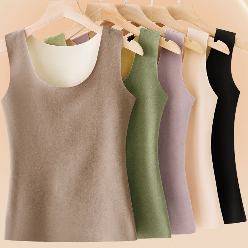 秋冬の徳の絨毯の保温のベストの女性のベルベットの厚い無痕の底のシャツの女性の上着の中で下着の馬甲の大きいサイズを掛けます。|undefined