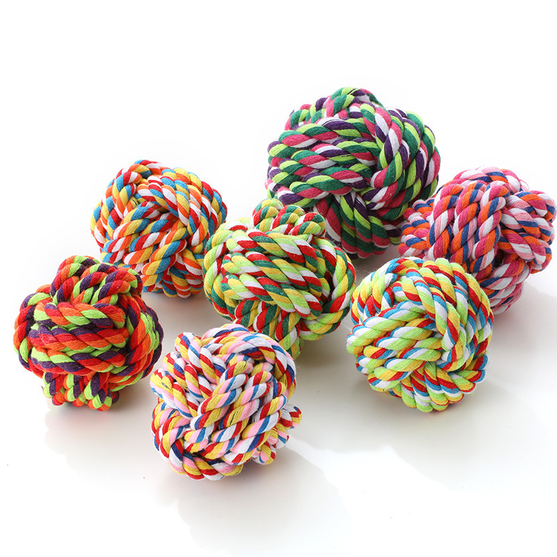 Cuerda de algodón grande bola trenzada bola de algodón bola al por mayor perro molar diente limpieza cuerda nudo juguete cuerda nudo cuerda mascotas suministros