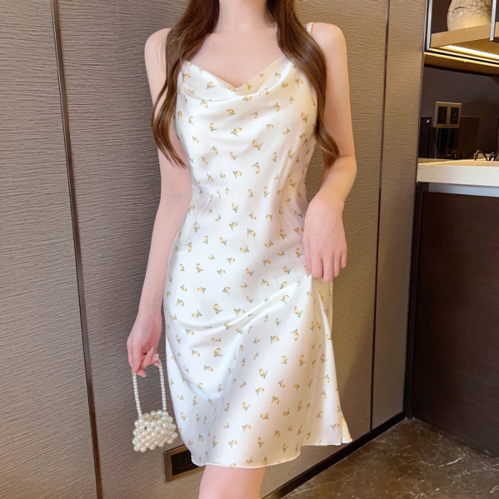 2024 pijamas verano romántico flor swing collar Sling delgada pura flor Correa camisón chica desgaste del hogar