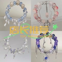 新款马卡龙色水晶串珠手链女小众设计ins风甜美百搭闺蜜手串批发