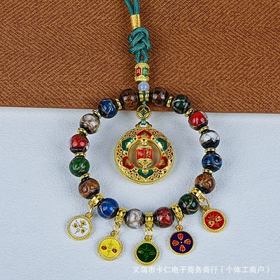 Rotating Gourd Five-Way God of — Car hanging - six-character-mantra-scented-gray-glazed-car-hanger