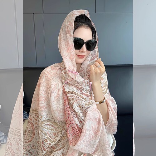 Summer Sun Protection Shawl for Women 2025 New Design with Button Fasteners Long Length Ethnic Style Travel Photography Thin Beach Silk Scarf Cloak