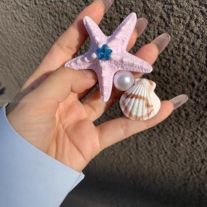 ロマンチックな島!ヒトデ胡蝶蘭ヘアピン!海辺のリゾート風サイドクリップ模擬花ヘアアクセサリーヘアツイスター|undefined