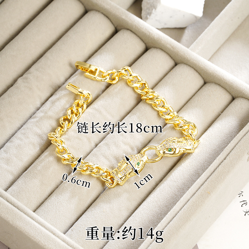 S3253 doble pulsera de cabeza de leopardo