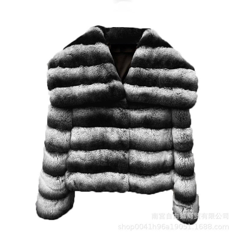 Cross-Border Supply of Chinchilla-Style Short Faux Rabbit Fur Coat for Women, Fashionable and Luxurious, Winter Fur Coat with European and American Rock Style Cross-Border Supply of Chinchilla-Style Short Faux Rabbit Fur Coat for Women, Fashionable and Luxurious, Winter Fur Coat with European and American Rock Style