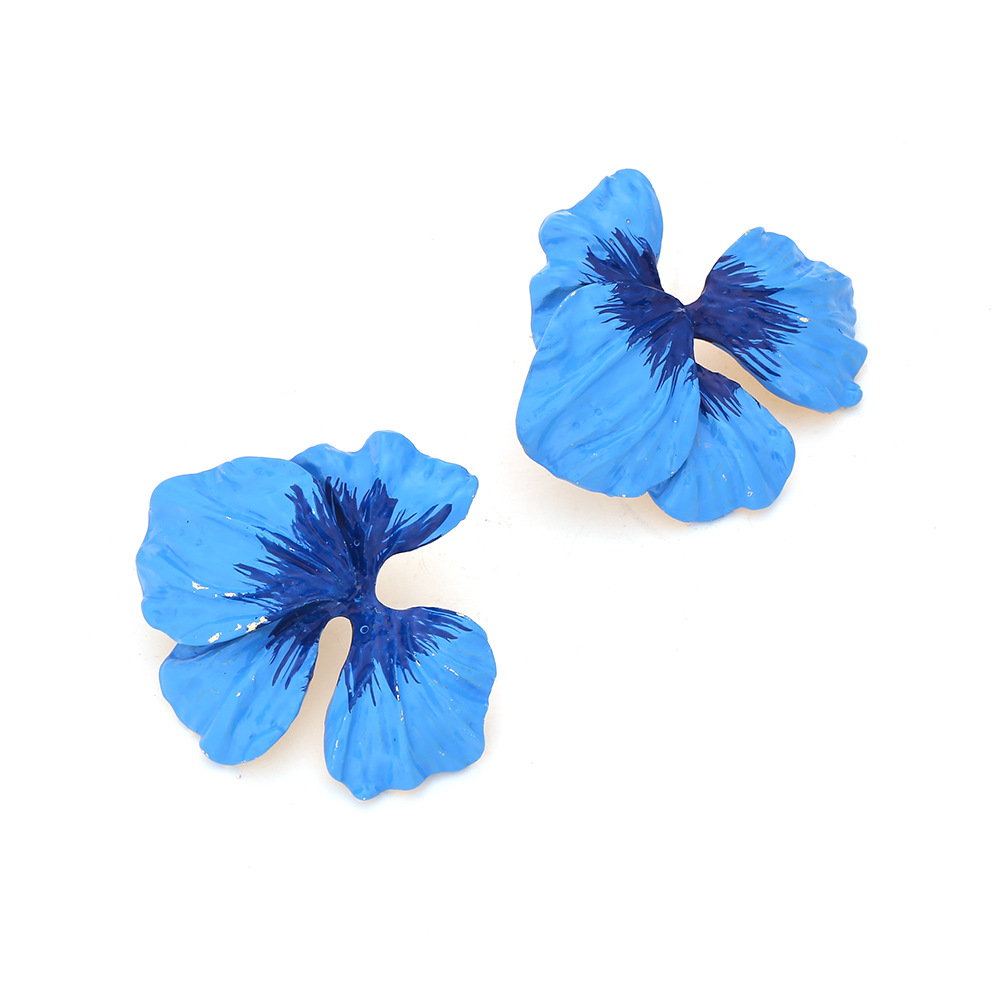 Women's Gender 1 Pair Pastoral Flower Enamel Alloy Women's Earrings Ear Studs