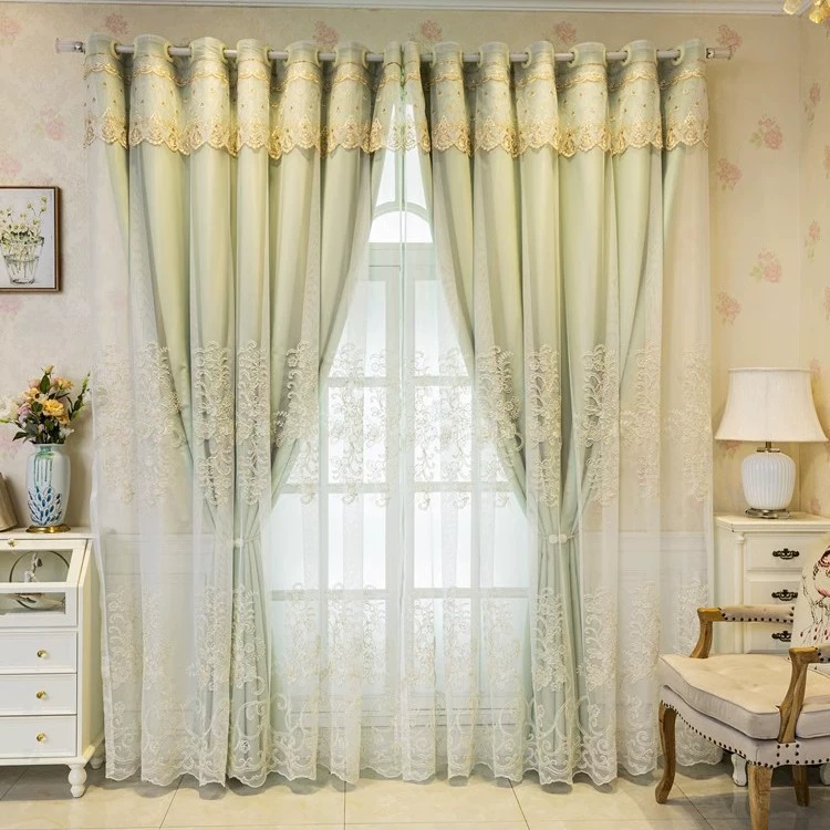 Двухслойные вышитые шторы затенения пряжа в одном затемнении гостиная спальня эркер балкон оптовая продажа рельеф в европейском стиле