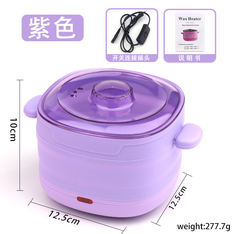 Mini máquina de terapia de cera olla de cera de silicona plegable olla antiadherente resistente a altas temperaturas fácil de limpiar máquina de fusión de cera de temperatura constante integrada