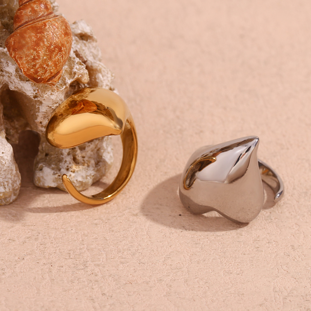 Love Zircon Inlaid Stainless Steel Ring