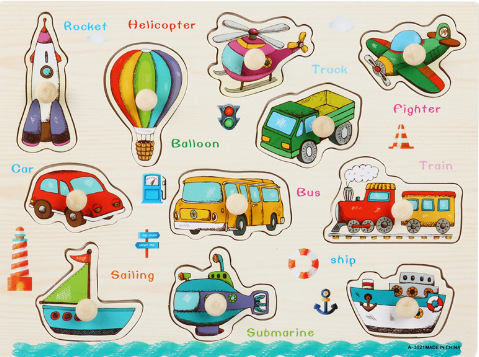 Rompecabezas de tablero de agarre de mano con clavos de hongo, juguetes de madera de educación temprana Montessori para niños, números de letras, forma de fruta, rompecabezas cognitivo