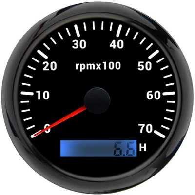 automobile instrument | hour meter with 7-color - 7000rpm-black-frame-black-base