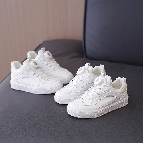 Children's white shoes, girls' sneakers, breathable casual shoes, 2024 spring new style knob boys' campus white shoes
