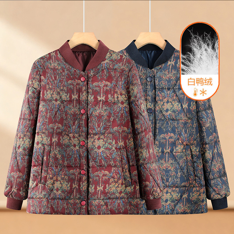 Middle-Aged and Elderly down Jacket Lining 60-70 Years Old Women's Clothing Winter New Mother's Clothing White Duck down Jacket