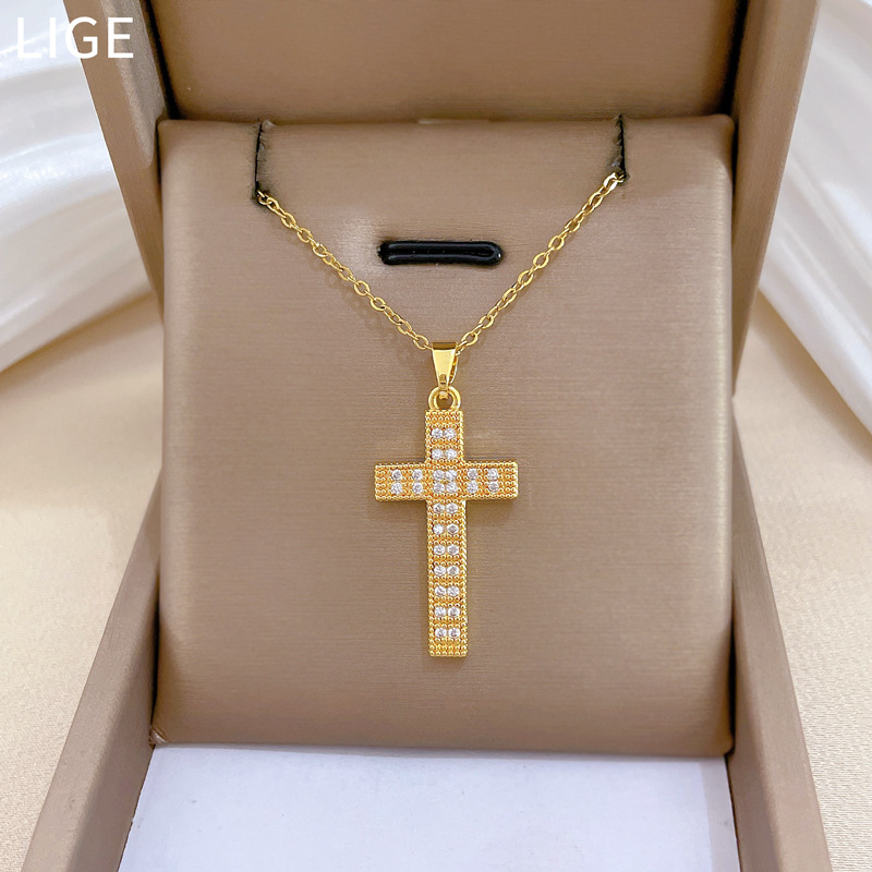 Gorgeous Zircon Collarbone Necklace Luxury Titanium Steel Chain_voghion.com