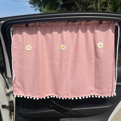Car curtains — Fresh and Simple Car Window Sunshade - rose-red-three-little-flowers-car-curtain-1-piece-free-suction-cup-rope