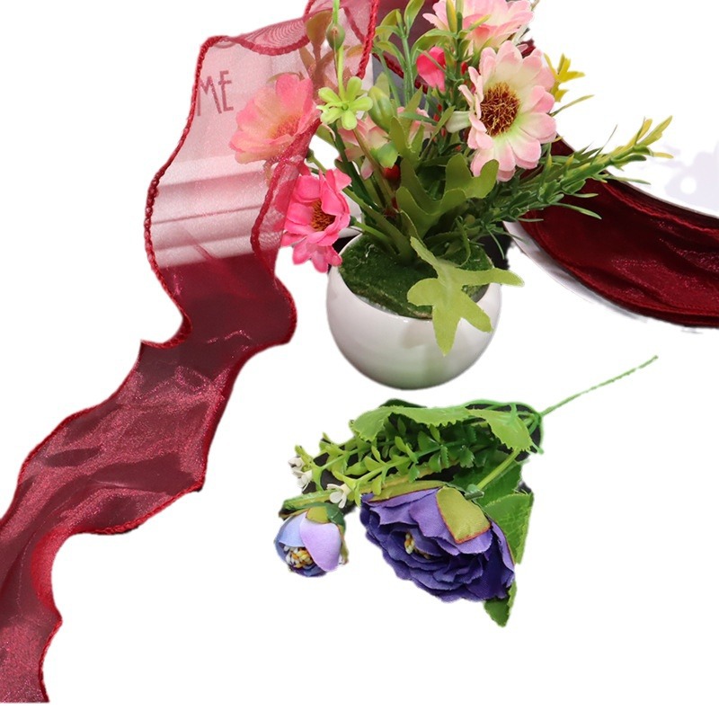 Venta caliente tres Hilados de organza hilo a la parrilla hilo de cola de pez cinta de seda cabeza flor zapatos flor ropa arco Accesorios