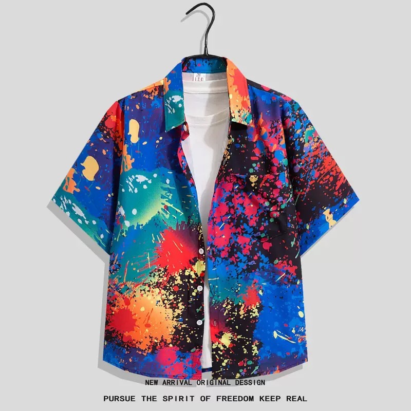 Short-Sleeved Floral Shirt Hainan Island Beach Wear Sanya Hawaii Thailand Travel Male Couple Casual Loose Shirt