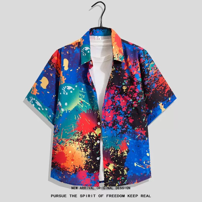 Short-Sleeved Floral Shirt Hainan Island Beach Wear Sanya Hawaii Thailand Travel Male Couple Casual Loose Shirt