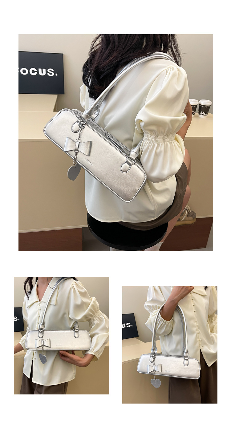 Women's Gender Women's Medium Pu Leather Solid Color Bow Knot Streetwear Square Zipper Underarm Bag
