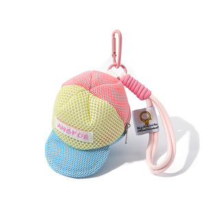 Explosive dopamine color mesh bag travel storage bag change coin purse earphone bag key chain pendant universal