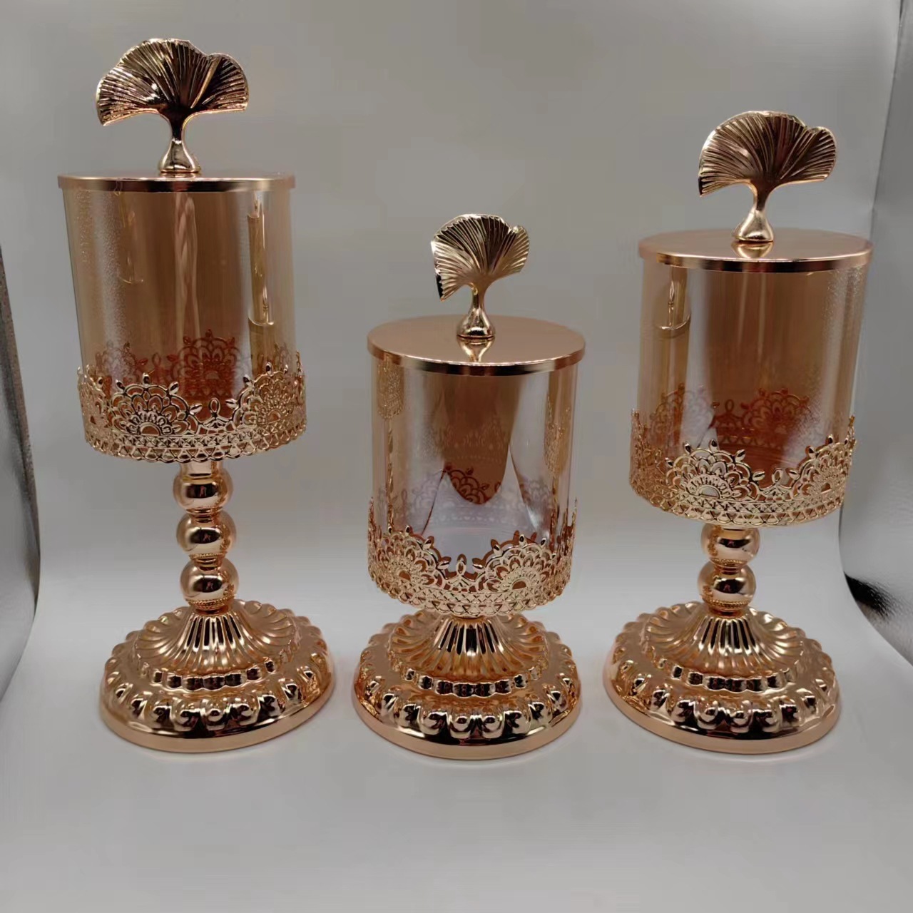 Candelabro Decorativo de Vidrio Set de 3 Piezas para Mesa de Comedor
