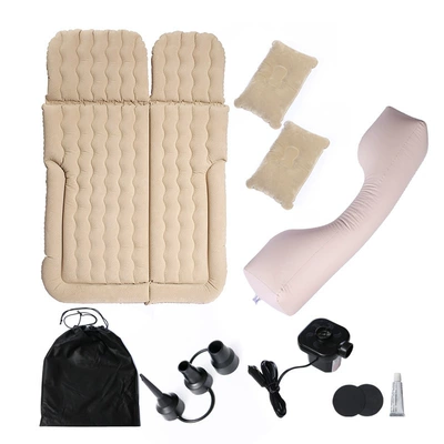 Bed, Car Rear Seat Air: Vehicle-mounted inflatable bed - beige-trunk-camping-rear-row