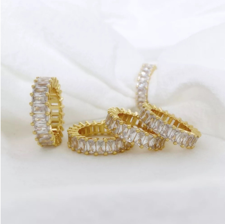 rectangular brand ring with stone with zircon