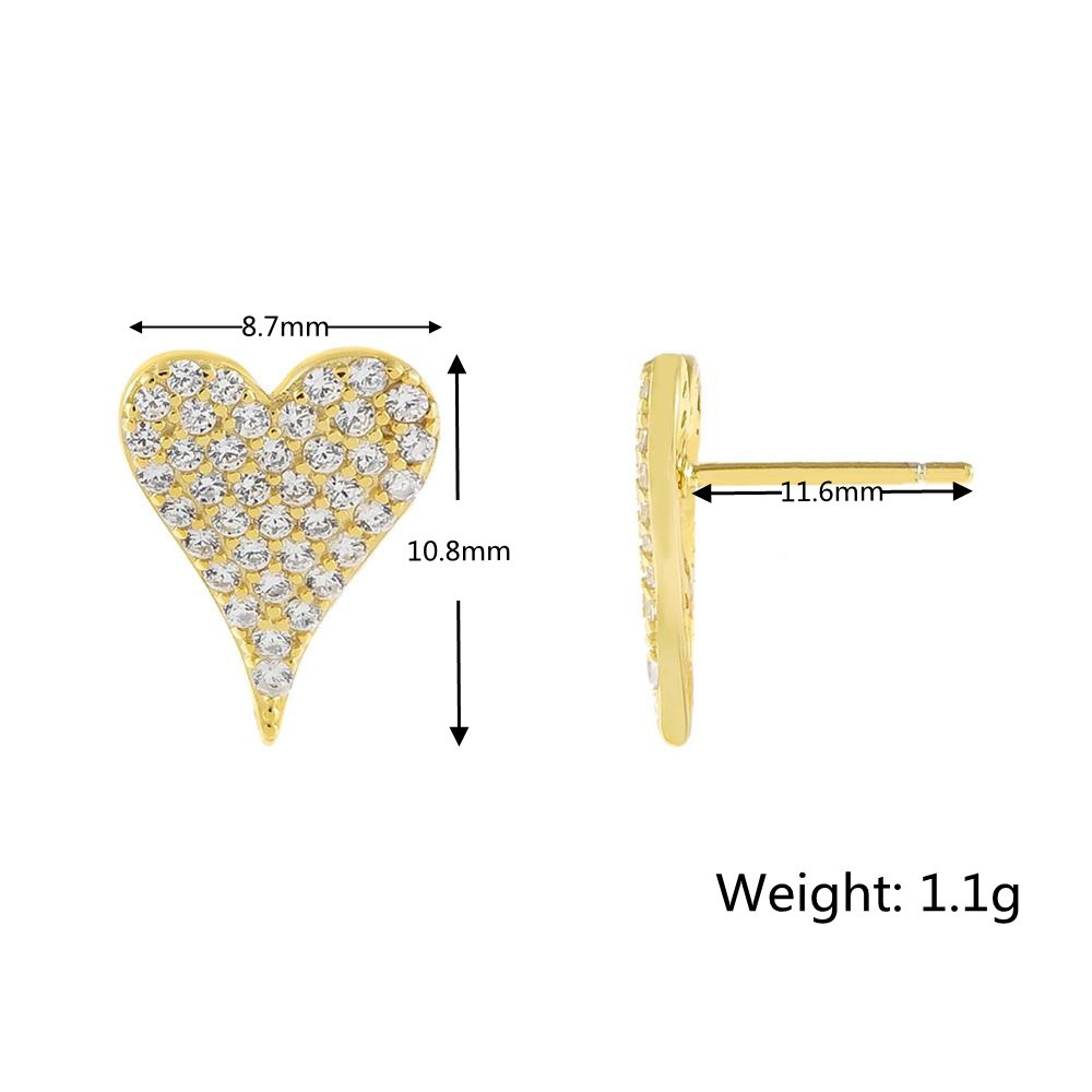 مجوهرات للبيع بالجملة من الماس بالكامل على شكل قلب أقراط طويلة على شكل قلب قلادة Nihaojewelry display picture 2