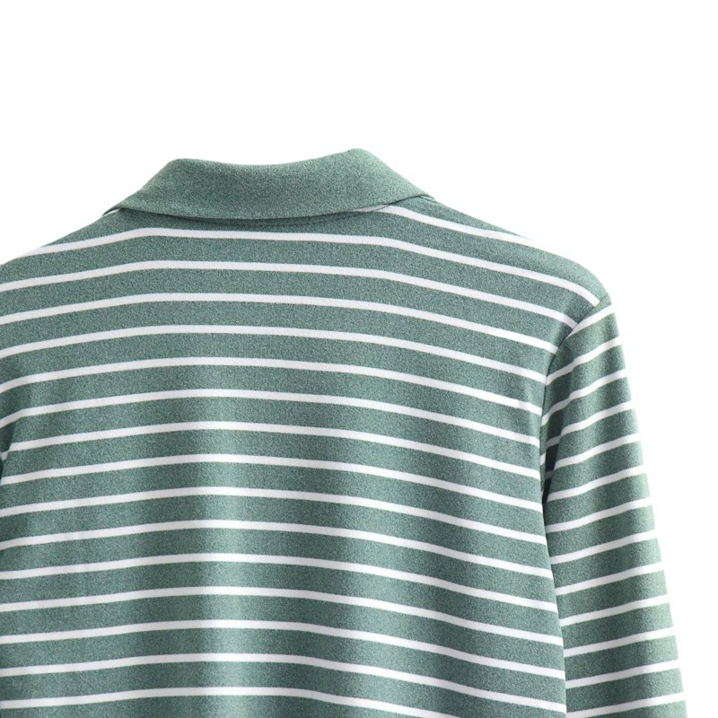 Одежда для женщин среднего и старшего возраста, одежда для бабушек, оптовая продажа женской одежды, хлопковая полосатая футболка с отложным воротником и длинным рукавом, повседневная