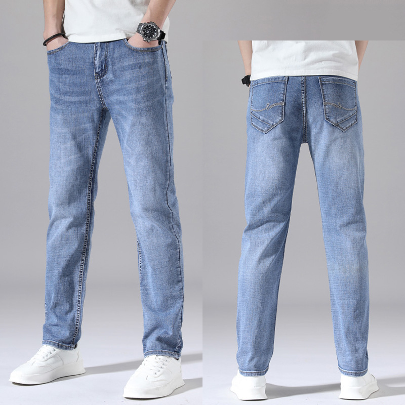 Pantalones vaqueros de los hombres Primavera y cuatro estaciones moda Slim straight stretch coreano casual boutique
