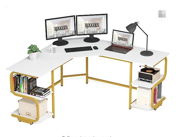L-Shaped Gaming Desk,Computer Desk,Corner Table Gaming Desk Open Reserve Layer Shelf Office Desk Study Table