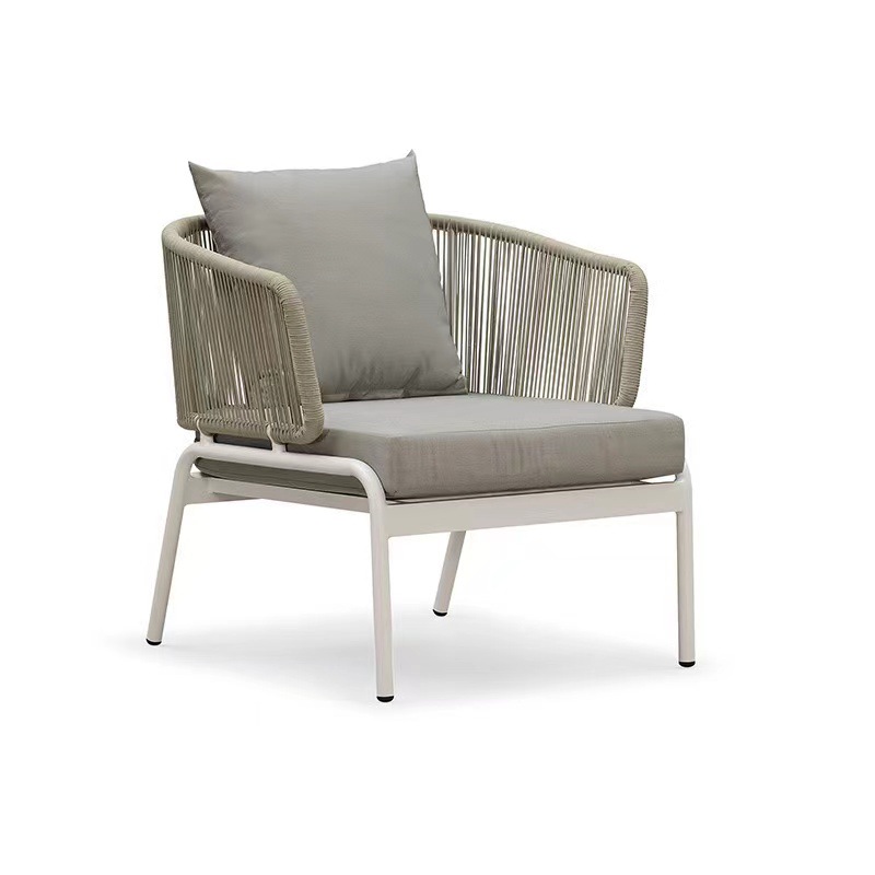 Sofá al aire libre Villa nórdica patio jardín terraza recepción comercial marco de aluminio trenzado sofá a prueba de agua