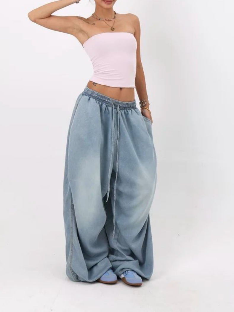 Cross-Border European And Versatile Jeans For Women 2025 American Retro High Street Wide-Leg Loose Long Pants Trendy Ins_ecoleips.com