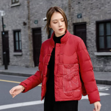 2025冬季款新中式立领刺绣短款羽绒服女复古百搭50绒宽松外套棉衣