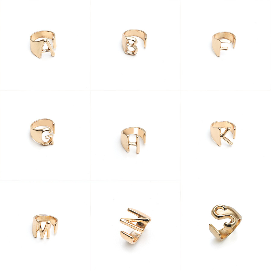 Fashion 26 English Letters Alloy Opening Adjustable Ring display picture 4