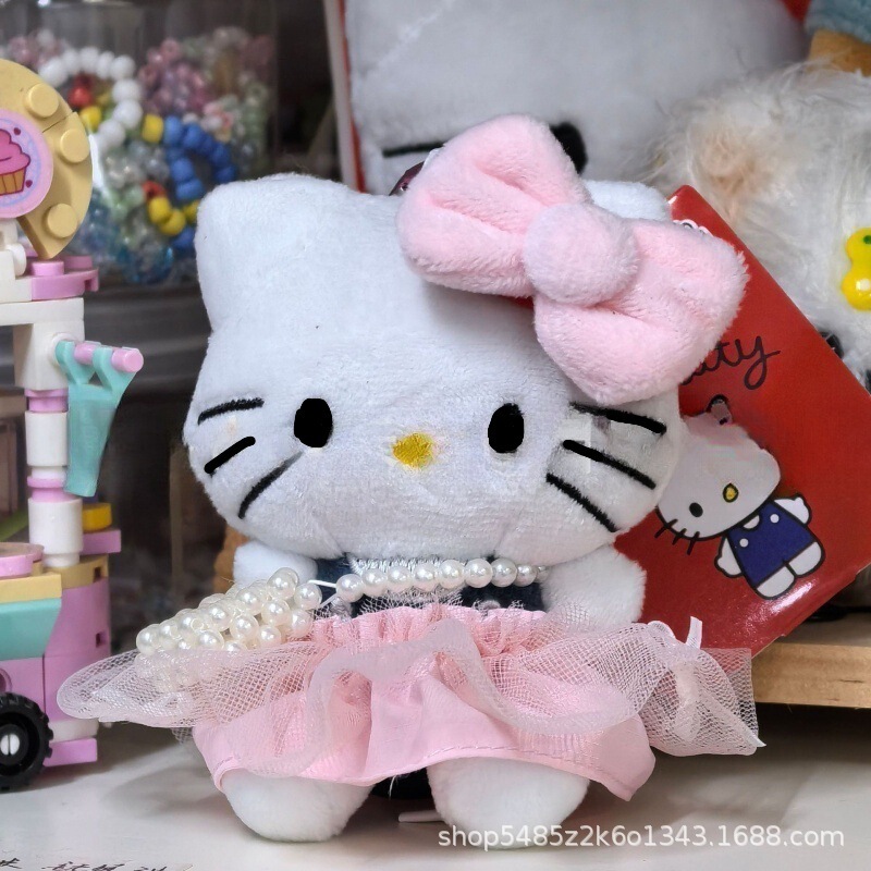 黑色草帽kitty帽宝宝挂件爱心扣公仔玩偶可爱赫本风挂饰钥匙扣|undefined