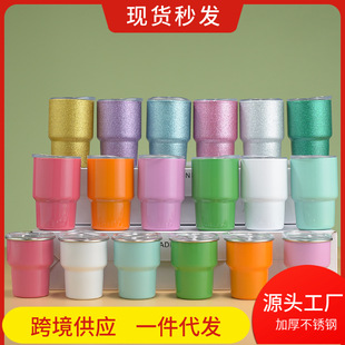 Cross-border 3oz mini 304 cold change small wine glass single double-layer suction tube cup sublimation stainless steel cup a generation of hair