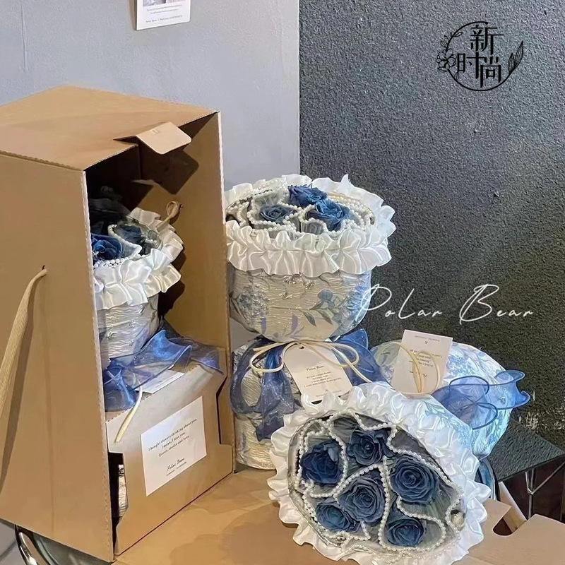 Caja portátil de flor de protección Caja de regalo de piel gruesa y endurecida Caja portátil no deformada Caja de embalaje de flores inmortales Caja de papel